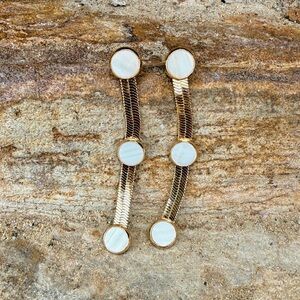 Elegant Gold and Cream Chain Earrings